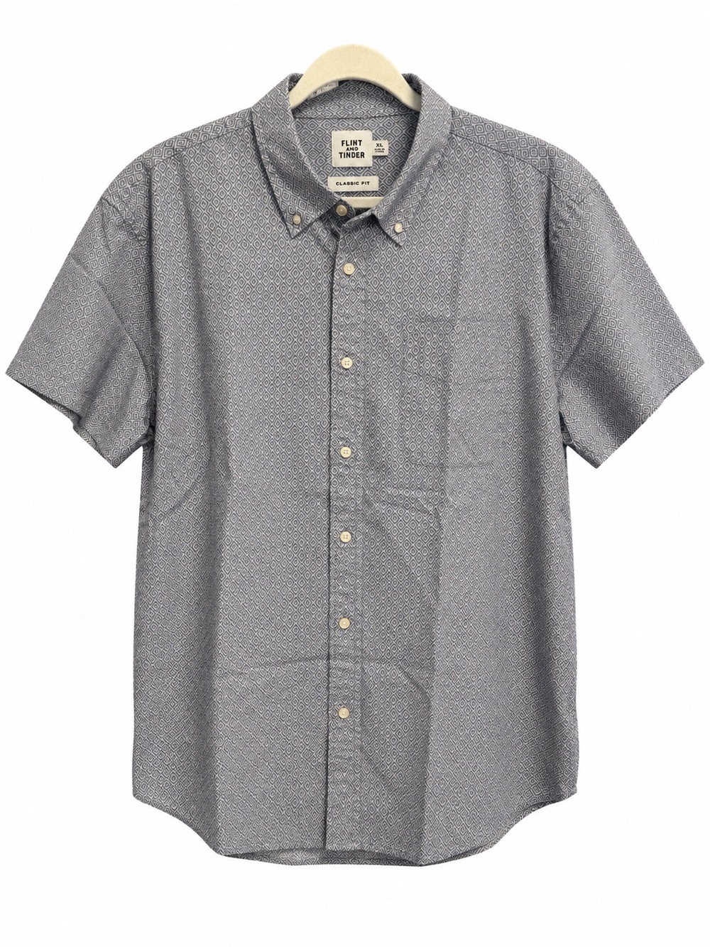 Flint and Tinder Classic Fit Short Sleeve Button-Down Shirt Geometric Short - Picture 2 of 6